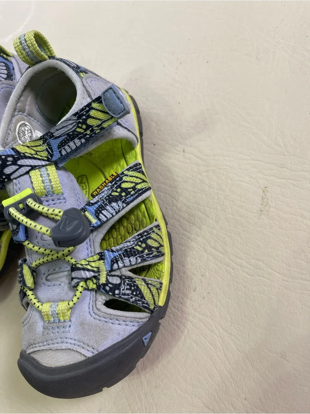 Keen Kids Closed-Toe Sandals in Neon Lime and Gray